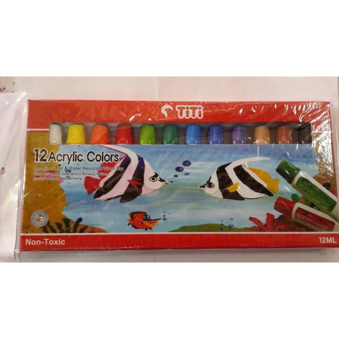 

HOT SALE TITI 12 ACRYLIC COLOR / CAT AKRILIK set 12x12mll NON TOXIC