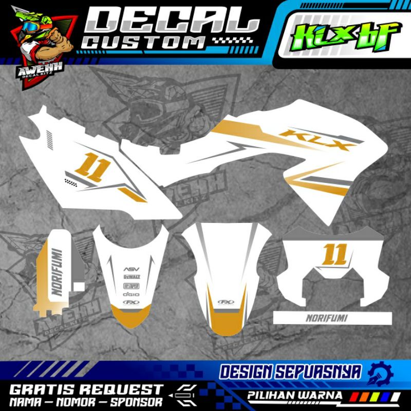 DECAL KLX BF KLX L KLX S KLX BF G PUTIH GOLD