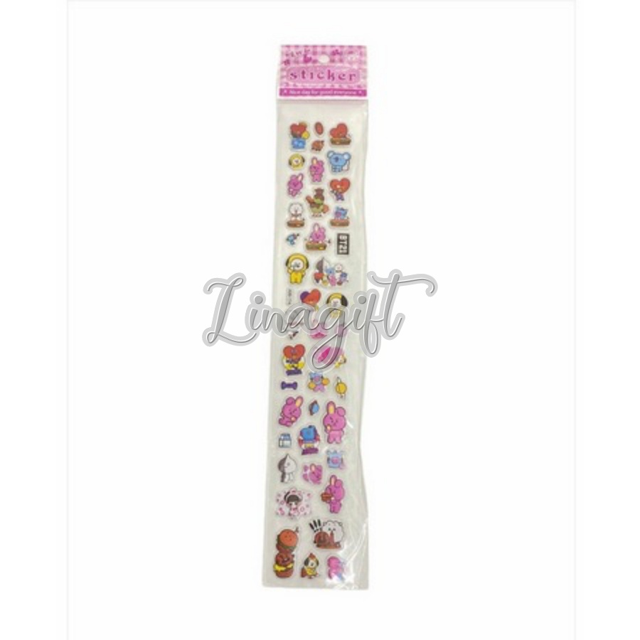 STIKER BT2I / BTS / MIKEY / HELLO KITTY / PRINCES TIMBUL GELEMBUNG 40PC BUBBLE PANJANG / STIKER KPOP