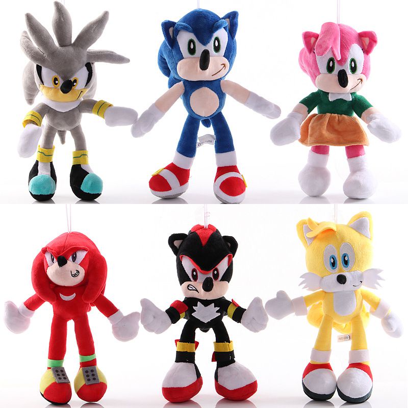 40cm Boneka Sonic The Hedgehog Shadow Amy Rose Knuckle Tail Plush Toy Soft Stuffed Doll Mainan