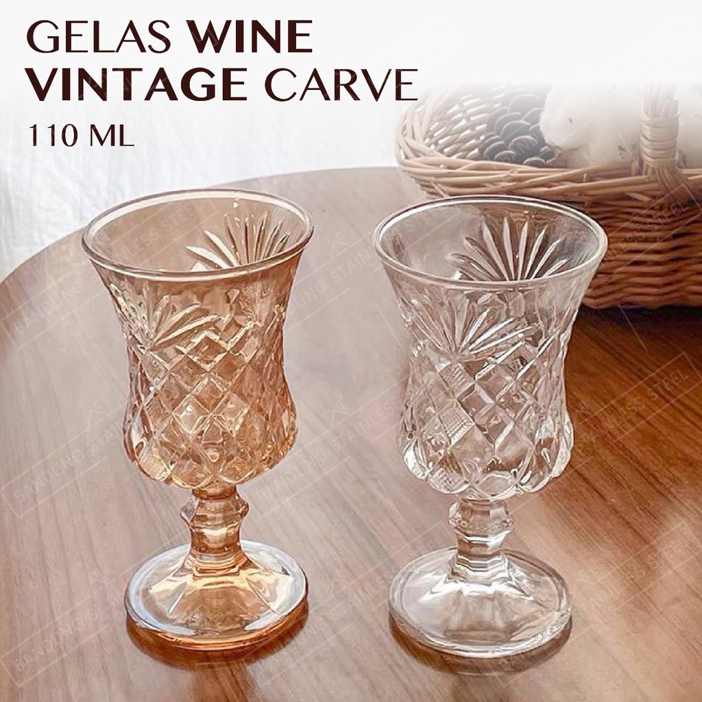 Gelas Kopi Wine 110ml Cangkir Kaca Cafe Teh Susu Cawan Anggur Coffee Tea Glass Vintage Victoria