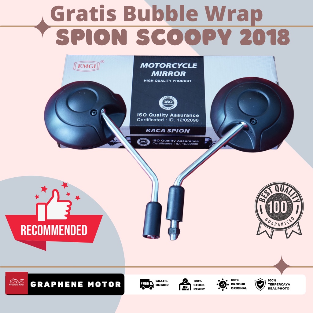 Spion Motor Honda Scoopy FI / SCOOPY Baru / ALL NEW 2018 EMGI KUALITAS ORI Kaca Cembung Kode 9242