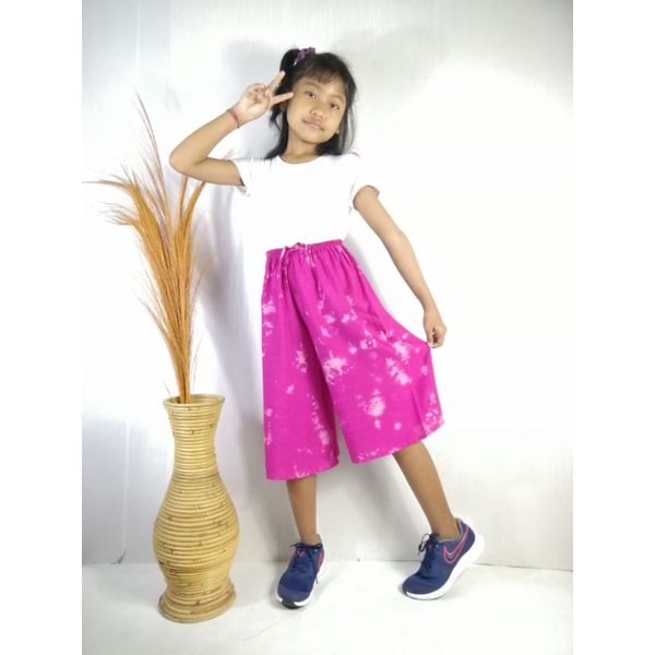 Celana Kulot 7/8 Rayon Tie Dye Anak (5-12 th) Free Scrunchies