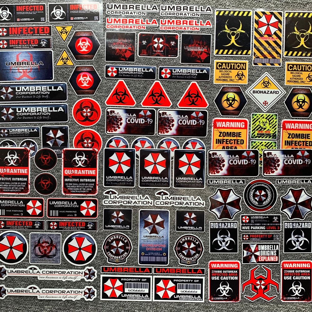 1pc Stiker Reflektif Motif Umbrella Corporation Resident Evil Ukuran A4 Untuk Dekorasi Motor / Mobil / Sepeda / Helm