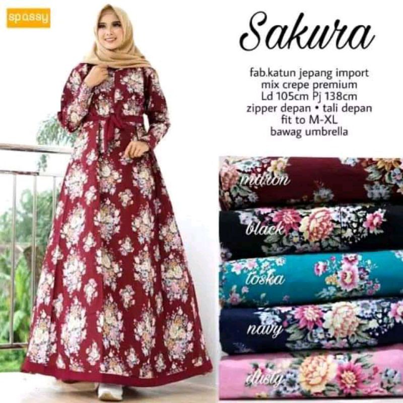 GAMIS MOTIF BUNGA SAKURA // SAKURA KATUN JEPANG