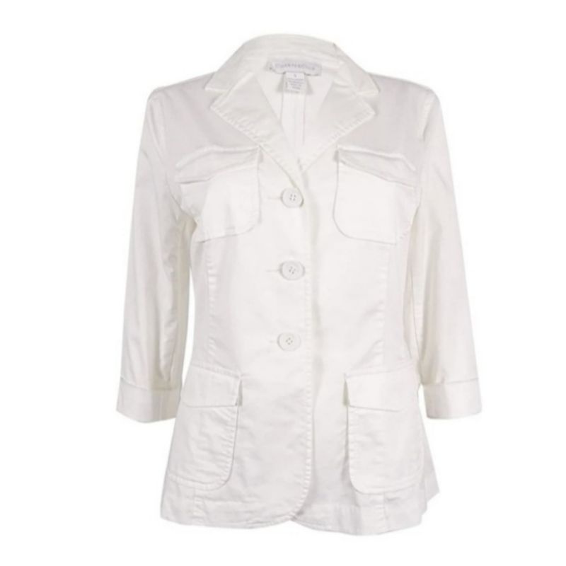 Blazer Coat CharterClub Cargo Atasan jaket Parka Putih branded wanita