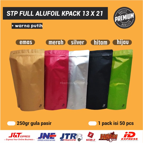 KPACK [50 PCS] STANDING POUCH ALUMINIUM FOIL 13X20/ALUMUNIUM SUPER WARNA 13 X 21/13X21/13X20 250 GR