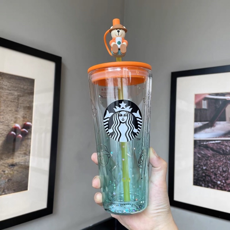 Starbucks China Summer Camping bear double wall glass