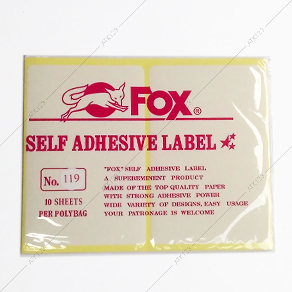 Kertas / Label Stiker Fox No. 119 uk. 102 x 152 mm (Persegi Panjang)