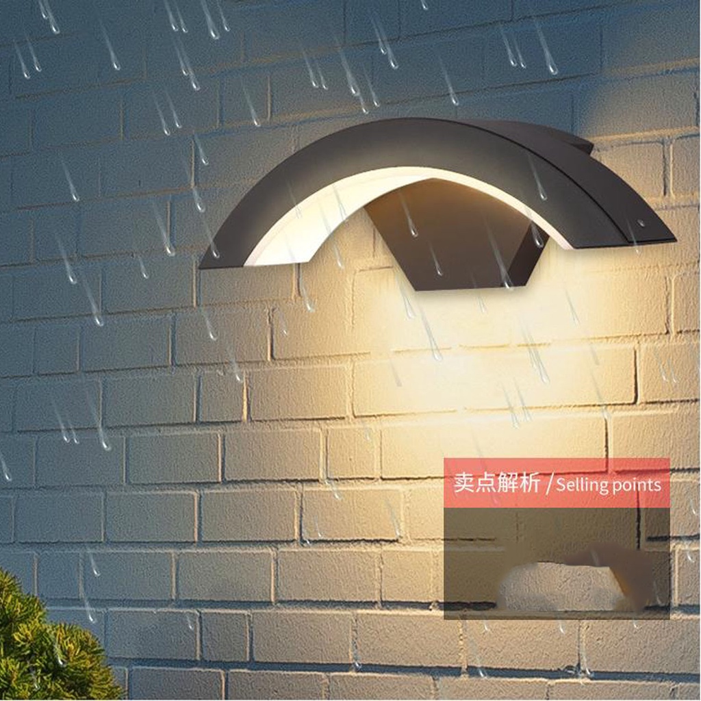 Lampu Teras atau Pagar gaya Retro Minimalis anti air 220V 15W PDQ Lampu LED Sensor Gerak teras modern minimalis Outdoor Light Weatherproof 15W 03120 LED Outdoor Waterproof Wall Light Indoor Human Body Intelligent Induction Acrylic Wall Light Outdoor Led