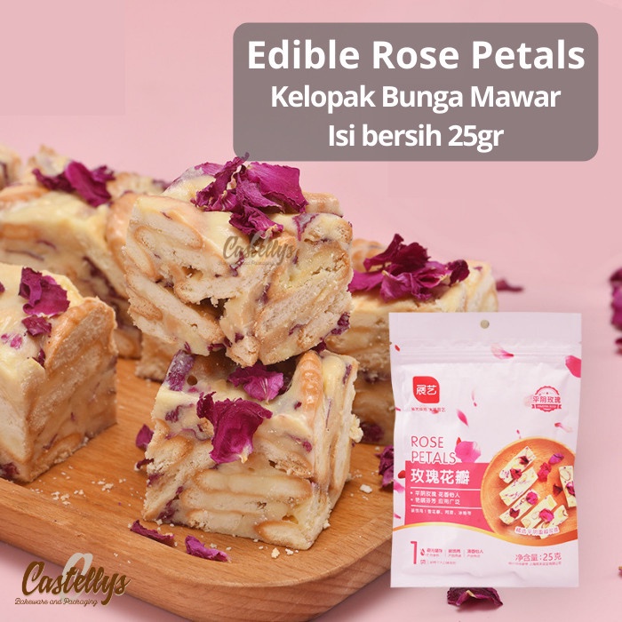 Edible Rose Petals Kelopak Bunga Mawar Asli Kue Cake Minuman Import