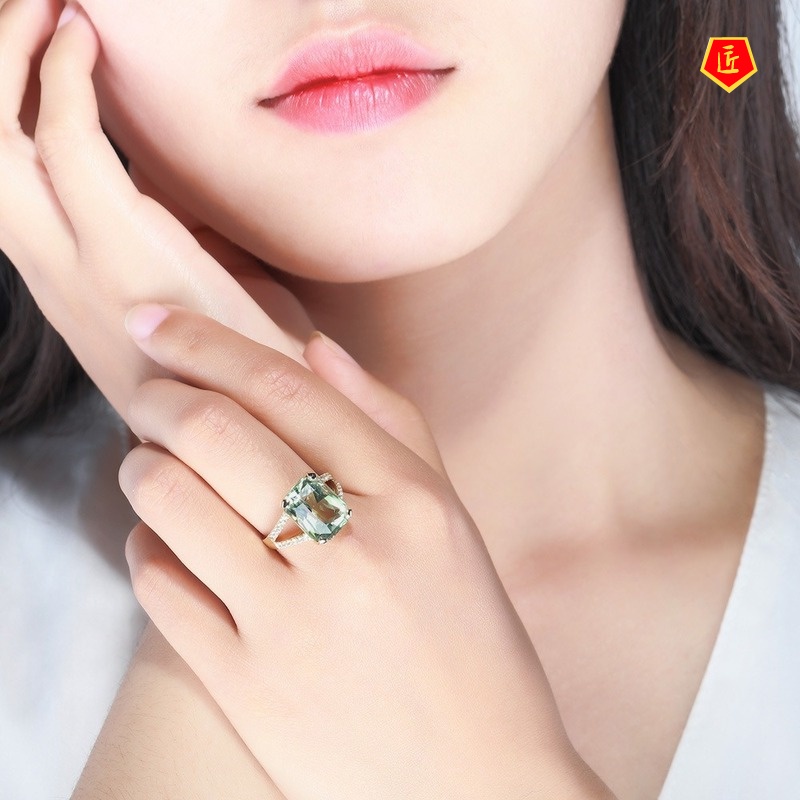 [Ready Stock]Fashion Elegant Inlaid Green Tourmaline Ring