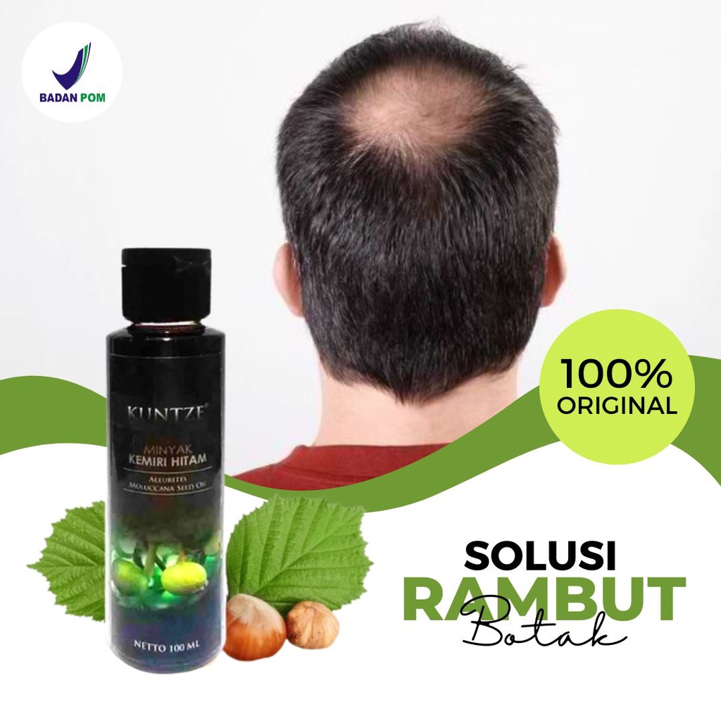 Minyak Kemiri Hitam Penumbuh Penyubur Penebal Pelebat Akar Rambut Botak Tipis Penghilang Uban Alami 