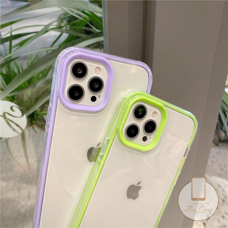 3 In 1 Soft Case Silikon Transparan Shockproof Warna Permen Cover Iphone 7 8 Plus 12 11 Pro Max Xr Xs Max X