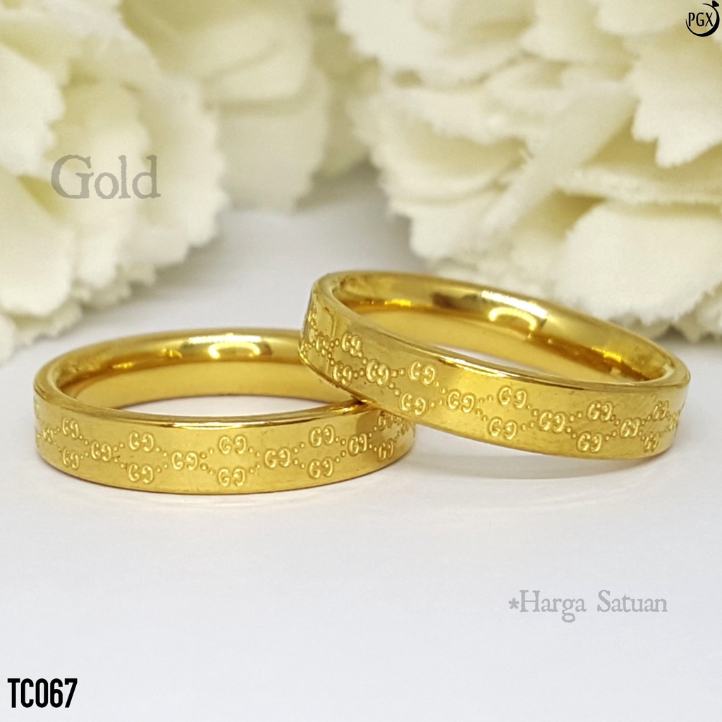 PGX Cincin Titanium Couple Tunangan Aksesoris Fashion Perhiasan Anti Karat - TC067