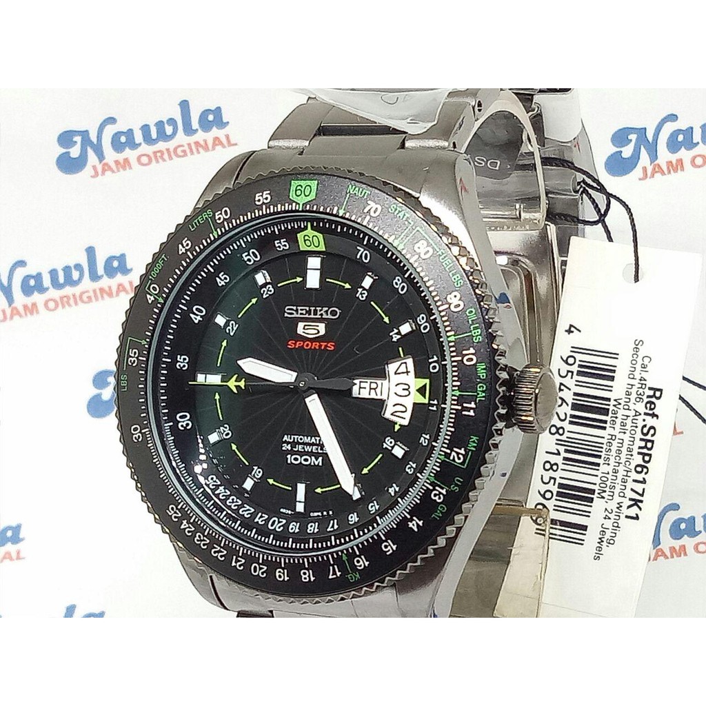 Seiko 5 Sports SRP617K1 Automatic Pilot Black - Jam Tangan Pria SRP617