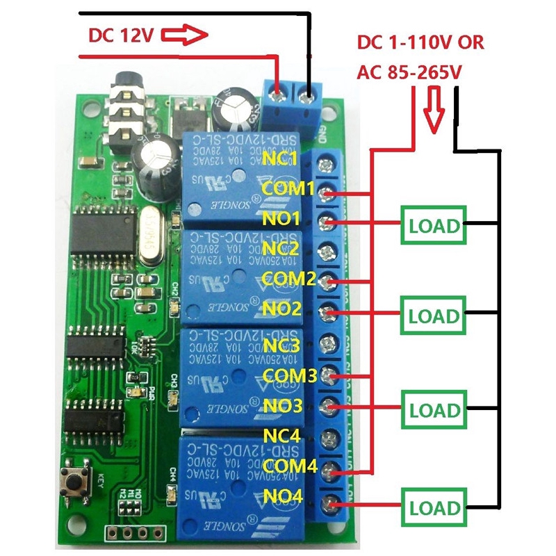 〖Factory Supplier/COD〗| ad22b04 12V 4CH mt8870 DTMF Modul Relay Decoder Signal Remote Control PLC