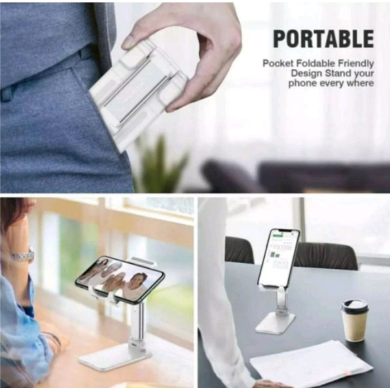 LIFTABLE FOLDABLE PHONE HOLDER STAND HP DIMEJA FOLDING GENERASI DUA