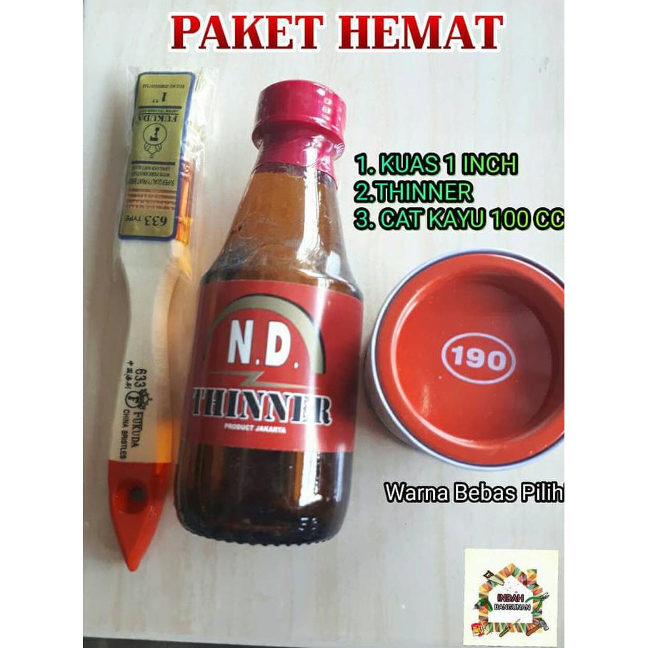 PAKET HEMAT 1 CAT KAYU 100 CC + KUAS 1 INCH + THINNER DISKON