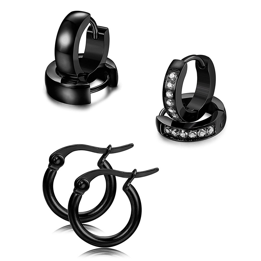 Hu Hu Hu Hu Hu Alat Bantu Pasang Kacamata♡ 6 Pasang Anting Stud Bahan Stainless Steel Aksen Berlian Imitasi Untuk Unisex