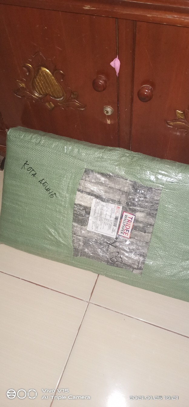 Wallpaper Foam 3d Motif Batu Bata Natural |tridee Natural Stone Black Orange