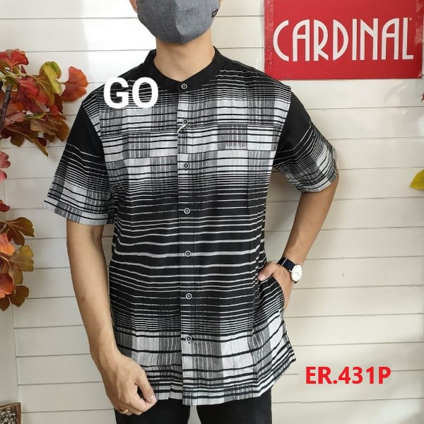 gof M-L CARDINAL KEMEJA KOKO Taqwa Pakaian Pria Original Baju Muslim Salur Lengan Pendek TCR