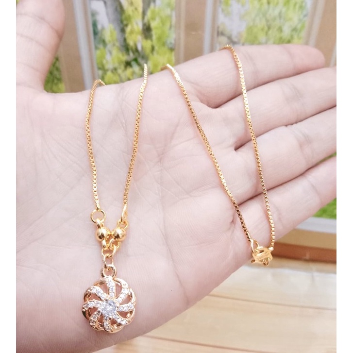 Kalung wanita ful permata lapis emas yaxiya xuping