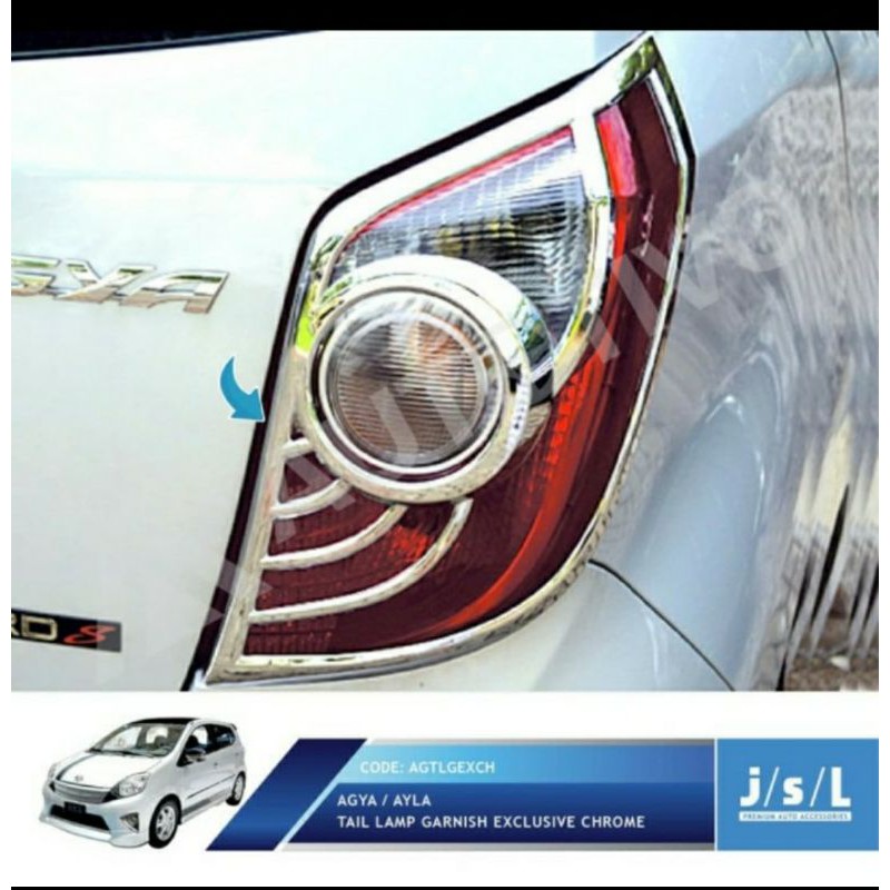 Toyota Agya Garnish Lampu Belakang Tail Lamp Garnish Chrome