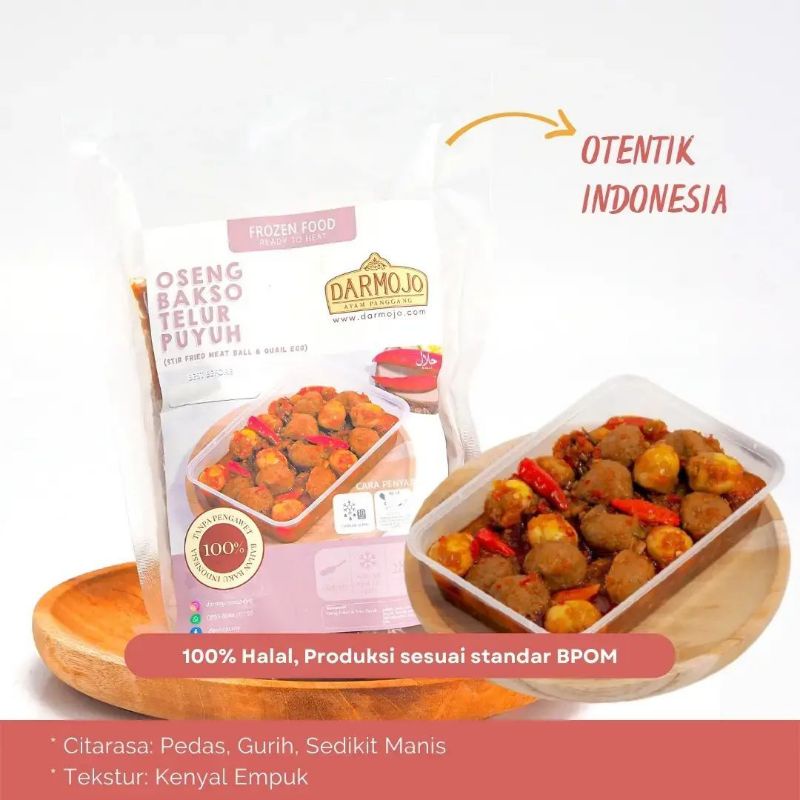 

Darmojo Oseng Sambal Bakso Sapi & Telur Puyuh 280gram (2-3 Porsi)