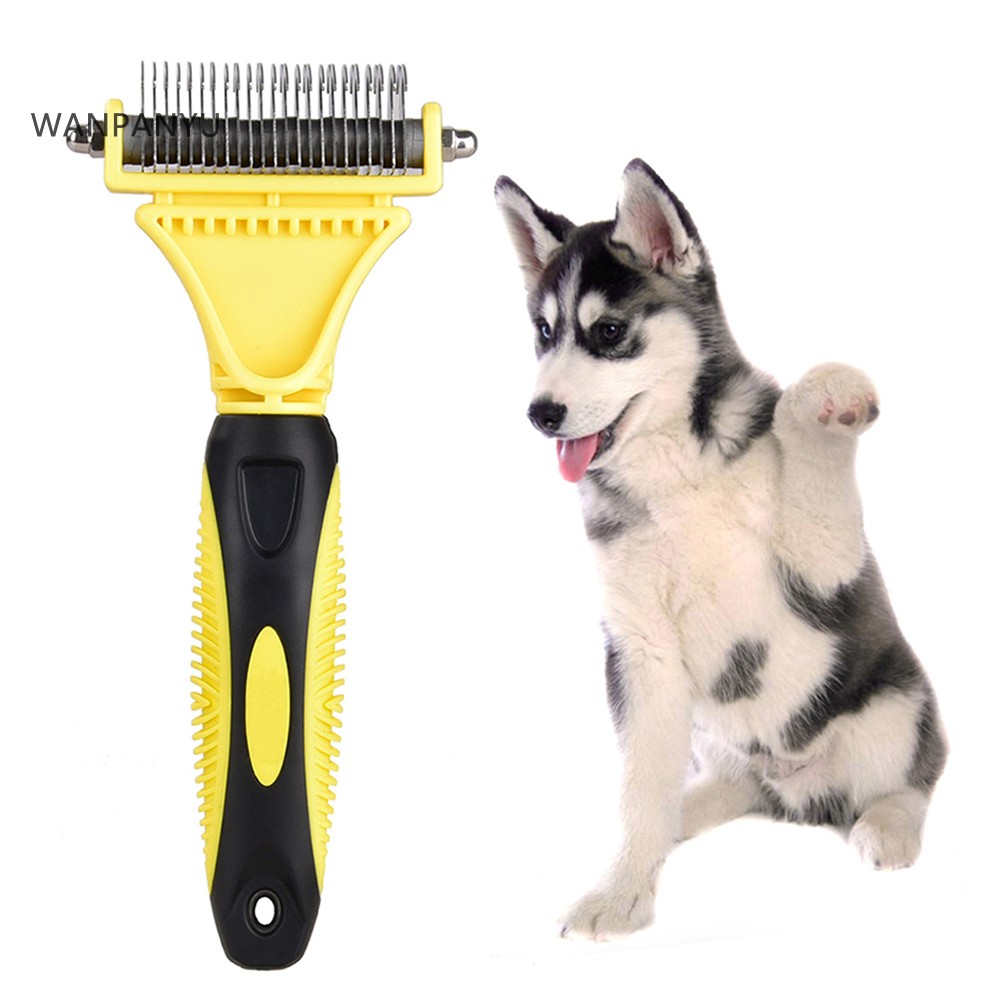 Sisir Bulu Anjing Dan Kucing Warna Hitam Kuning Bahan Stainless