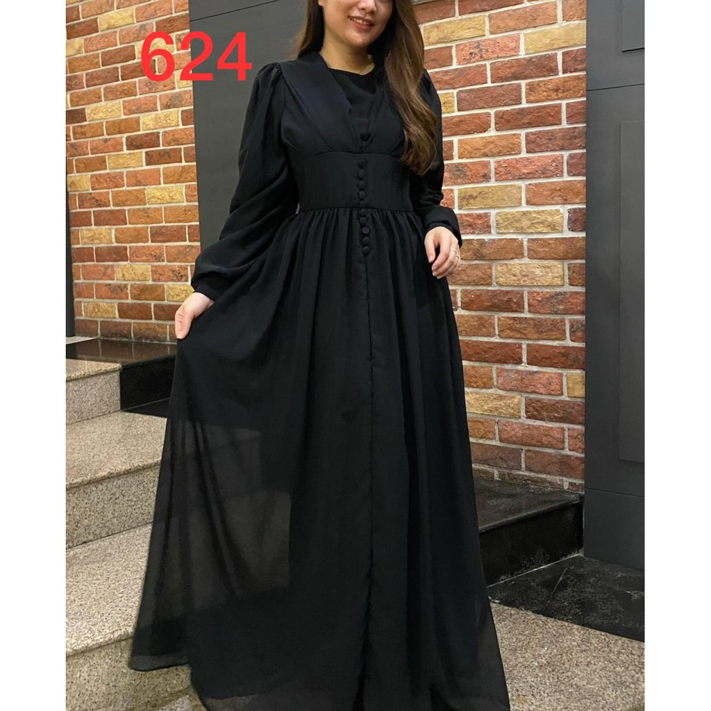 Vanesha Margaretta - 624 / ada versi anak / kancing mati / Fashion Muslim # Dress Pesta