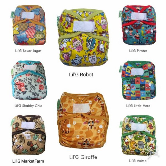 GG Popok Kain Bayi Modern Cloth Diaper Cuci Ulang Clodi LilG Newborn Motif MURAH