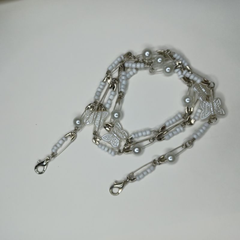 Safety Pin Pearl Strap Mask - Tali Masker/Kalung/Peniti