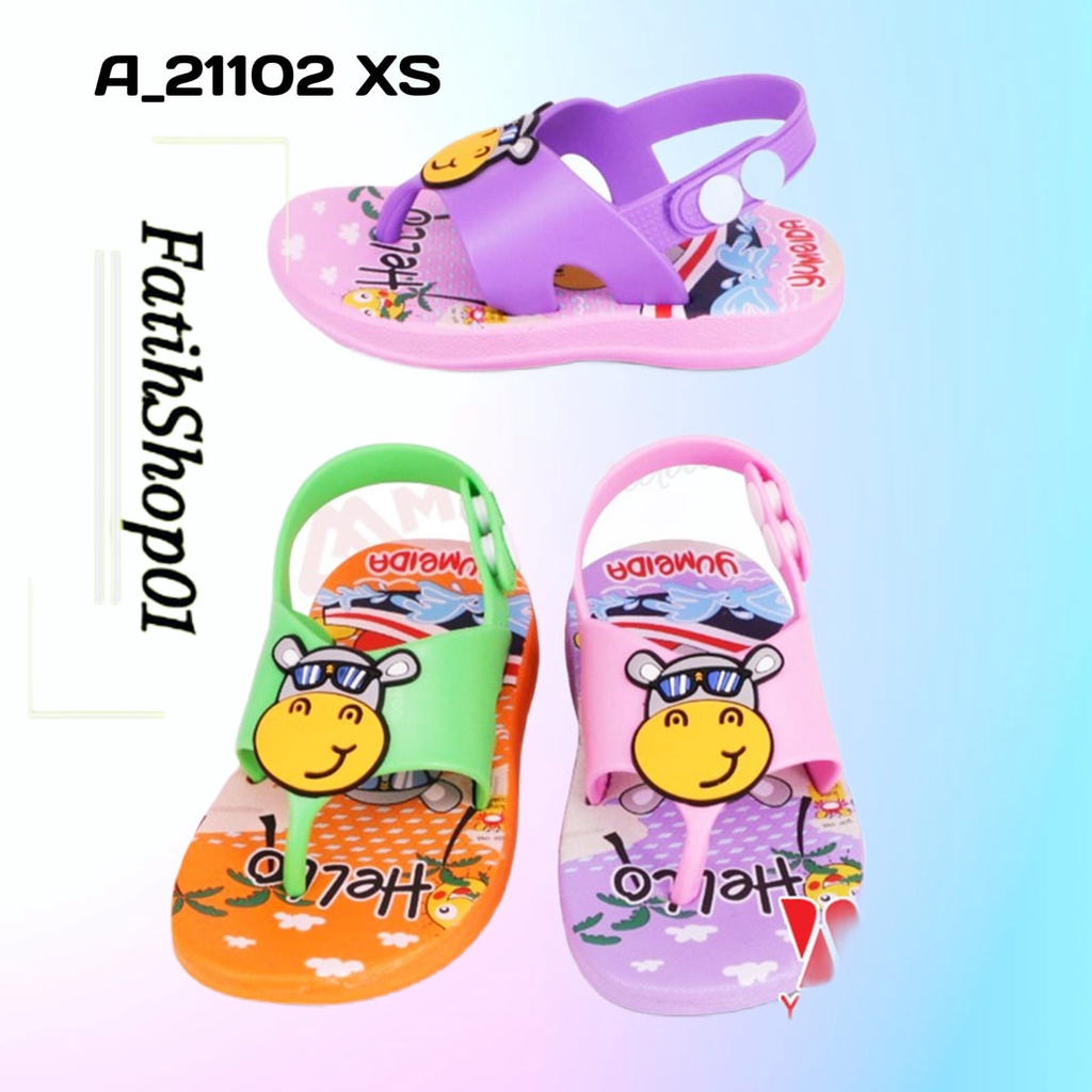 sandal jepit tali belakang baby yumeida A 21102 XS 18-23/sandal hippo anak sandal karakter sandal bayi sandal lucu