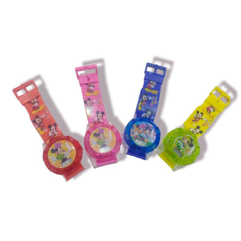 (Grosir)Jam Tangan Anak&quot; Laser Micky Mouse Led Musik Strap Rubber(Terim Cod Terlaris)