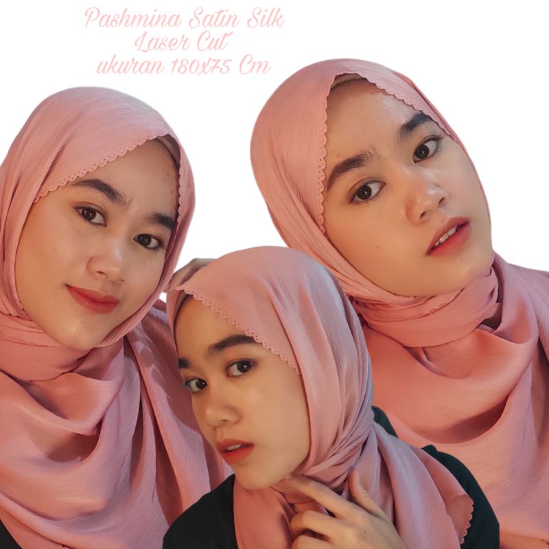 Pashmina Satin Silk Laser Cut Textured/Pashmina Malay Satin Crinkle Silk