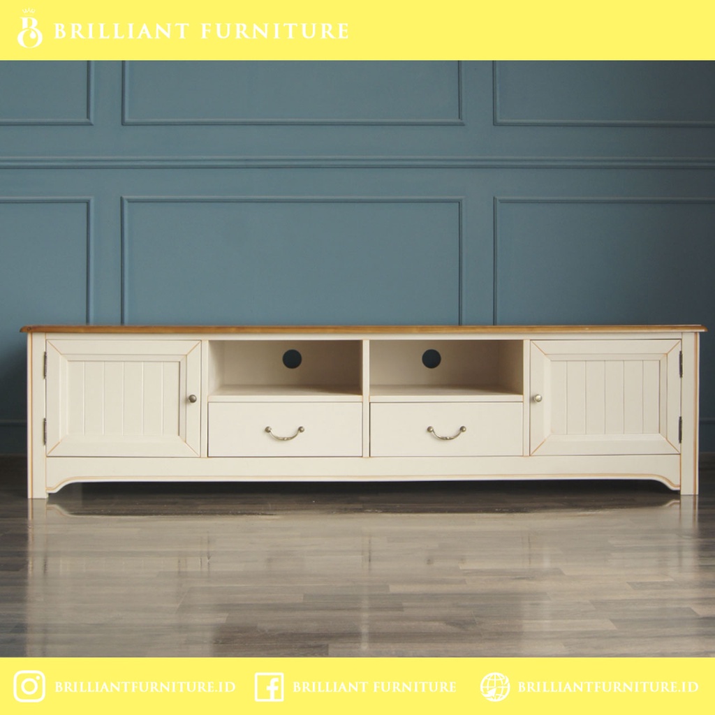 CABINET / BUFFET / MEJA TV MINIMALIS PUTIH DUCO MODERN PANJANG 200 CM