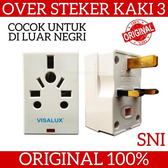 VISALUX V7196L Over Steker T Kaki 3 Colokan Serbaguna Luar Negri