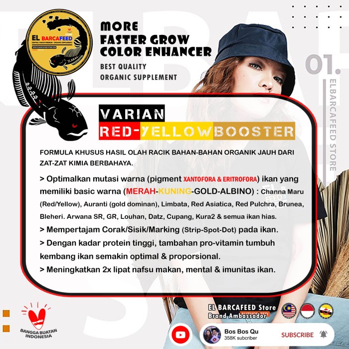 Udang Kering Pakan Ikan Channa EL BARCA Feed Pro++ [RED-YELLOW BOOSTER] - 30 gr