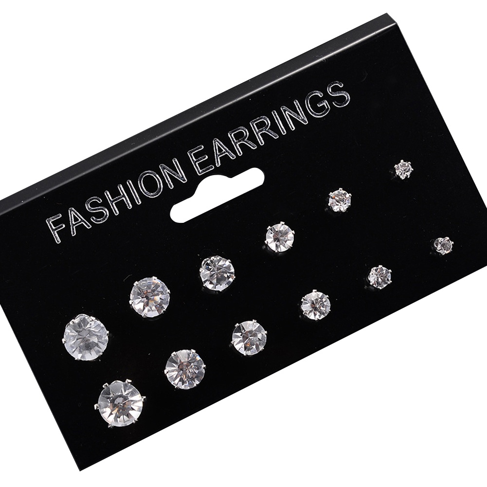 Hu Hu Hu Hu Hu Alat Bantu Pasang Kacamata♡ 12 / 6 Pasang / Set Anting Tusuk Bentuk Bunga Mawar Klasik Hias Cubic Zirconia Untuk Wanita