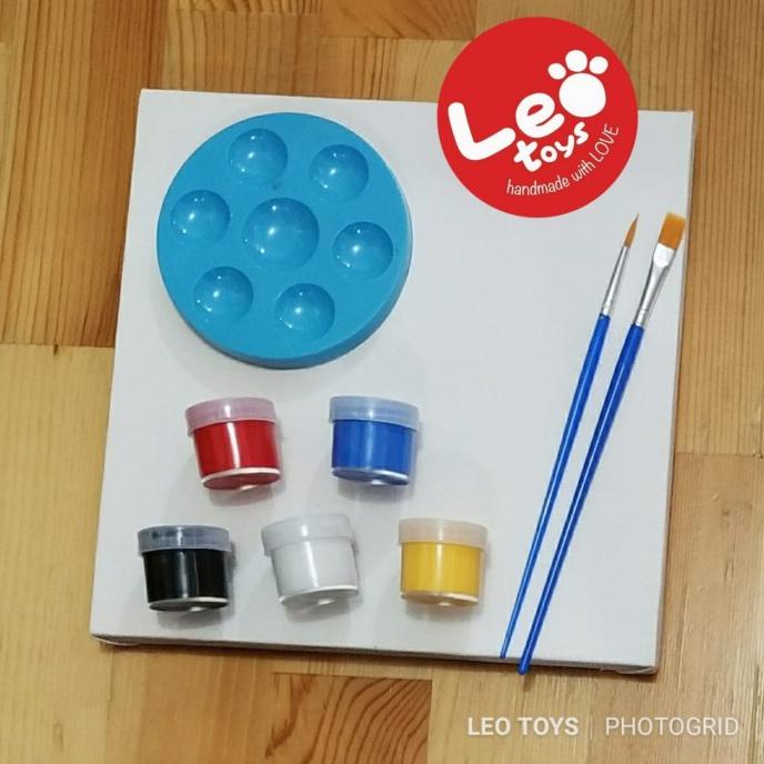 

paket kanvas polos cat palet kuas canvas set painting palette air