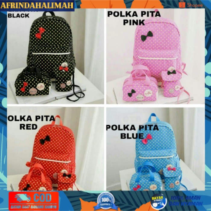 

[TERBARU] TAS RANSEL SET POLKADOT TAS SEKOLAH ANAK WANITA - Hitam