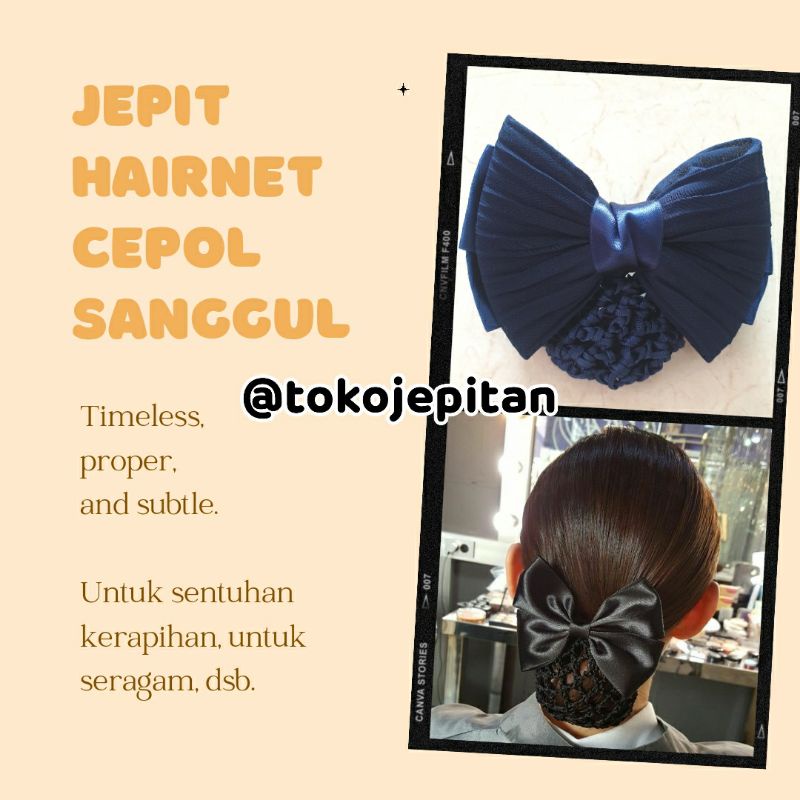 Jepit Rambut Harnet Pita Hairnet Cepol Sanggul Satin Korea