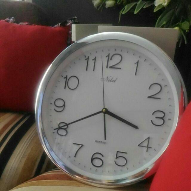 Jam Dinding Nobel 1506 Diameter 36cm - Large Size - List Silver Chrome
