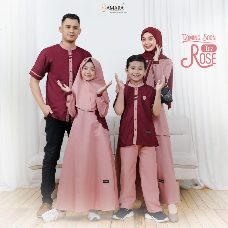 Samara I02 Rose baju couple busana sarimbit keluarga baju muslim gamis anak koko anak couple ibu dan