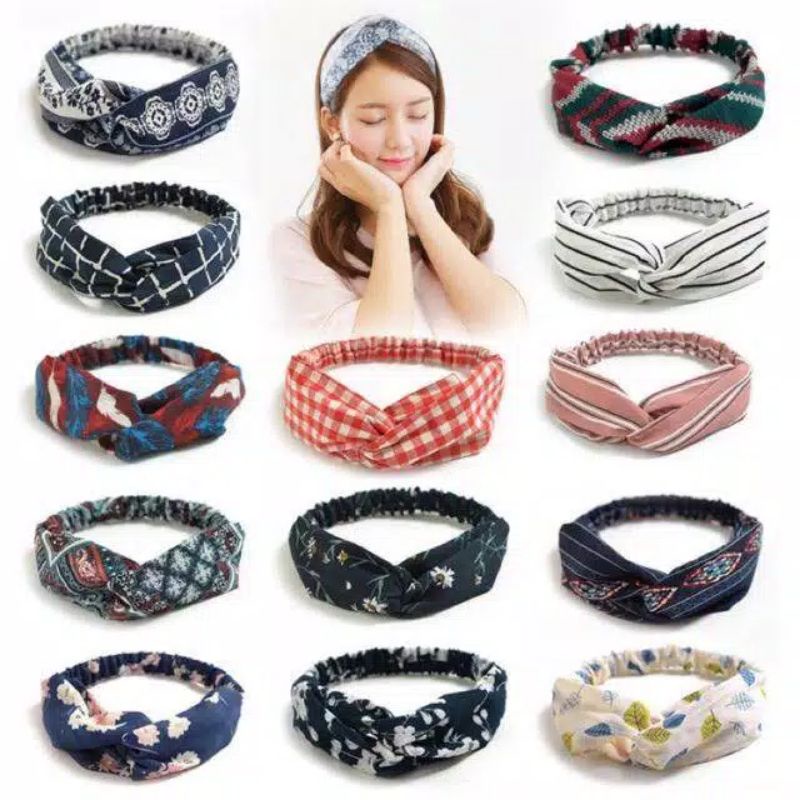 bandana kain//bandana polos//bandana motif banyak //random korean style