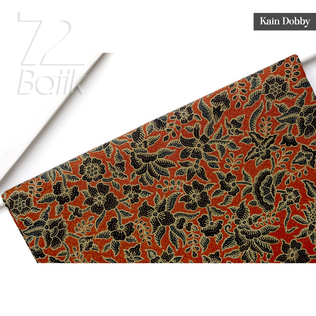 KAIN BATIK PREMIUM Dobby Motif Kembang Warna Orange Oren Oranye Dolbi Dobi Doby Viscos 728262 Cap 72 Jarik Jarit Samping Kebat Panjang Batik Dobby Modern Premium Bahan Seragam Batik Pernikahan Kantor Keluarga Murah Kamen Jadi Batik Bali Lembaran