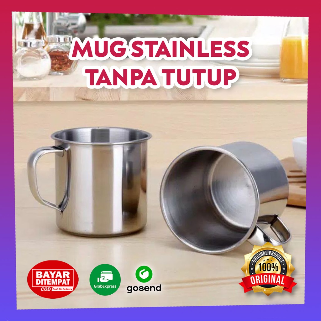 MUG STAINLESS JADUL Kecil Tanpa Tutup Tahan Panas Cangkir Kopi Coffee Mug Mugs Custom Handmade Souve