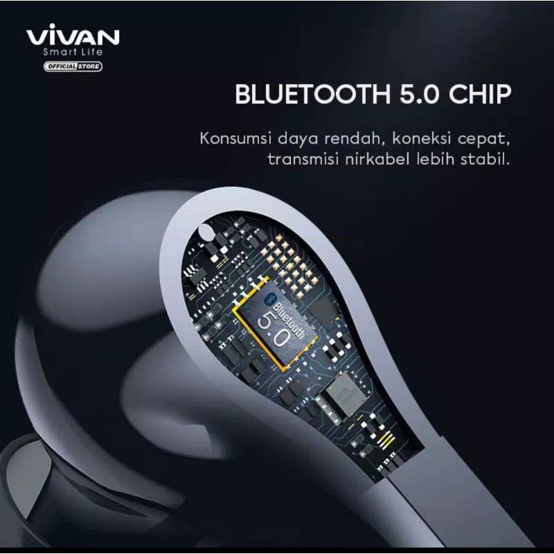 VIVAN Wireless Bluetooth Headset Earphone TWS Liberty T200 Waterproof IPX4 Support iPhone 12