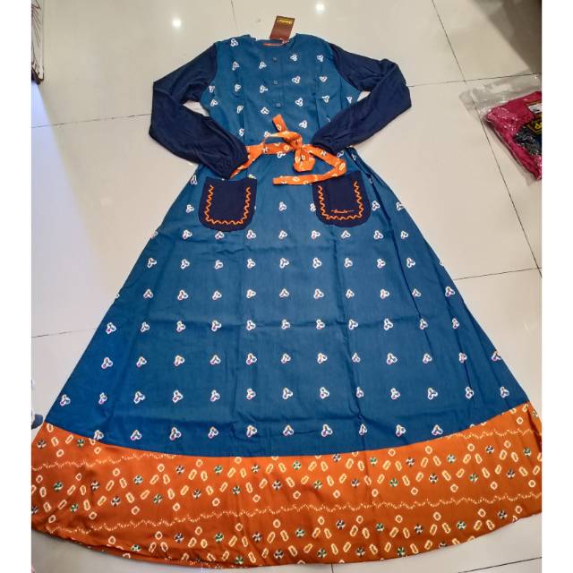 Gamis Dannis Dewasa S batik biru tosca